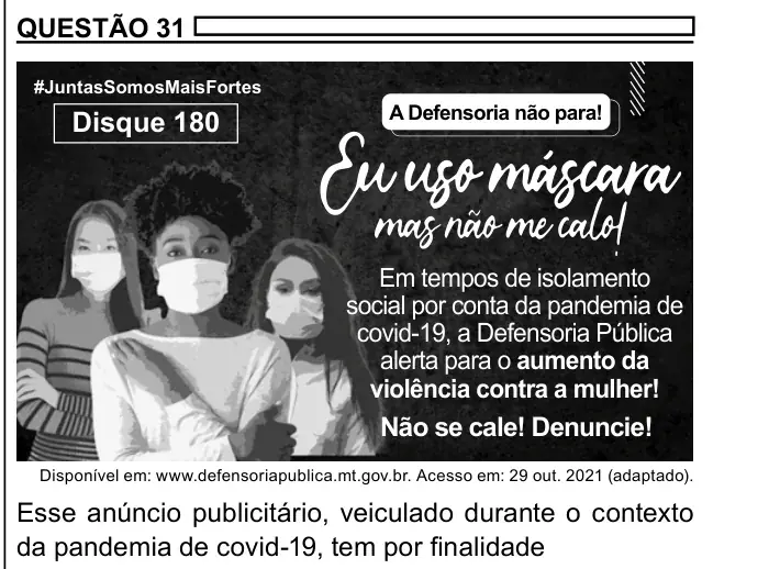 Enunciado da questão 31 do ENEM 2023 Dia 1