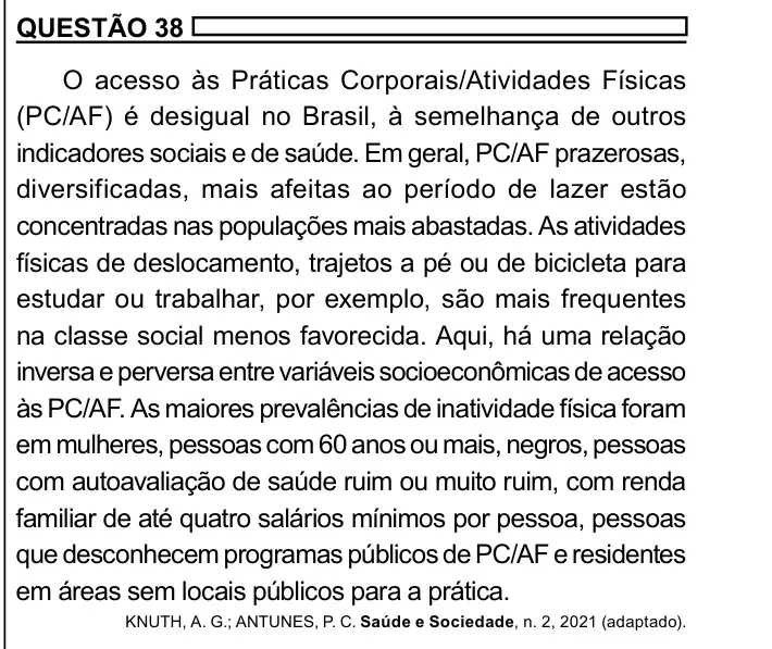 Enunciado da questão 38 do ENEM 2023 Dia 1