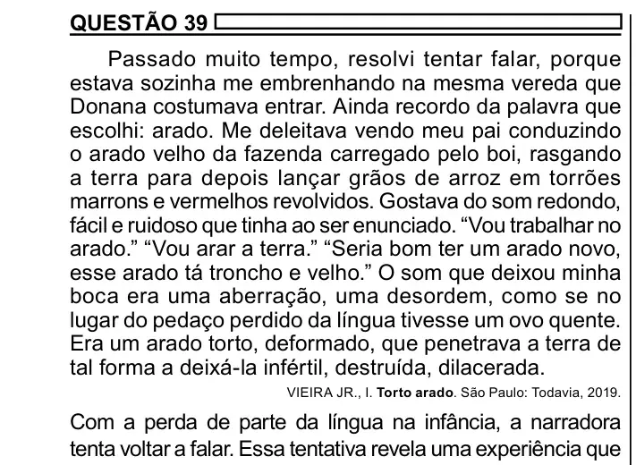 Enunciado da questão 39 do ENEM 2023 Dia 1