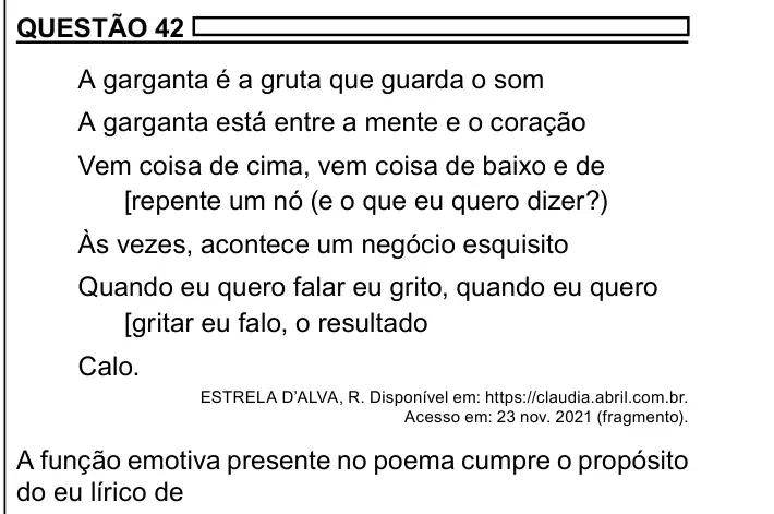 Enunciado da questão 42 do ENEM 2023 Dia 1