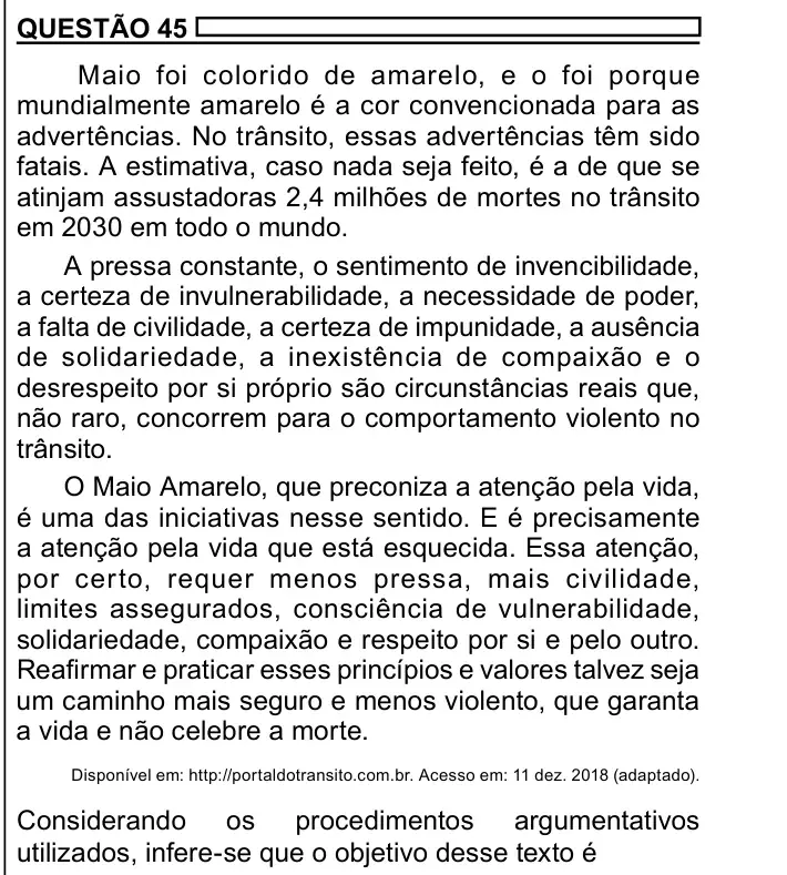 Enunciado da questão 45 do ENEM 2023 Dia 1