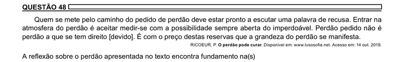 Enunciado da questão 48 do ENEM 2023 Dia 1