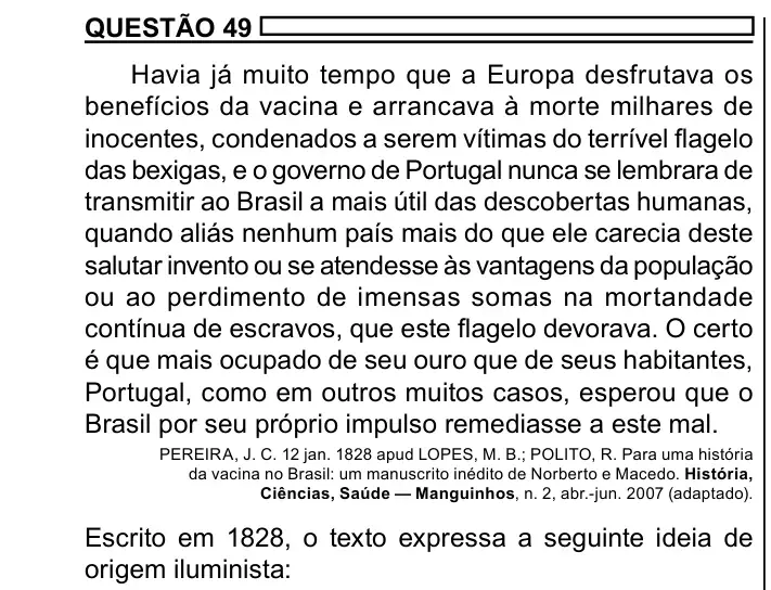 Enunciado da questão 49 do ENEM 2023 Dia 1
