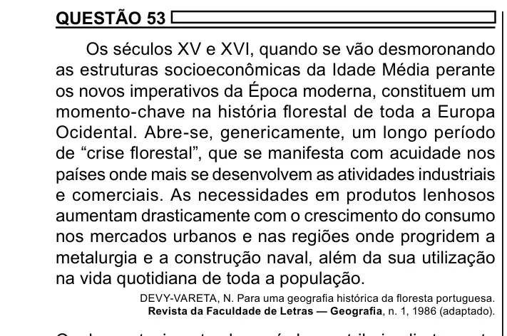 Enunciado da questão 53 do ENEM 2023 Dia 1