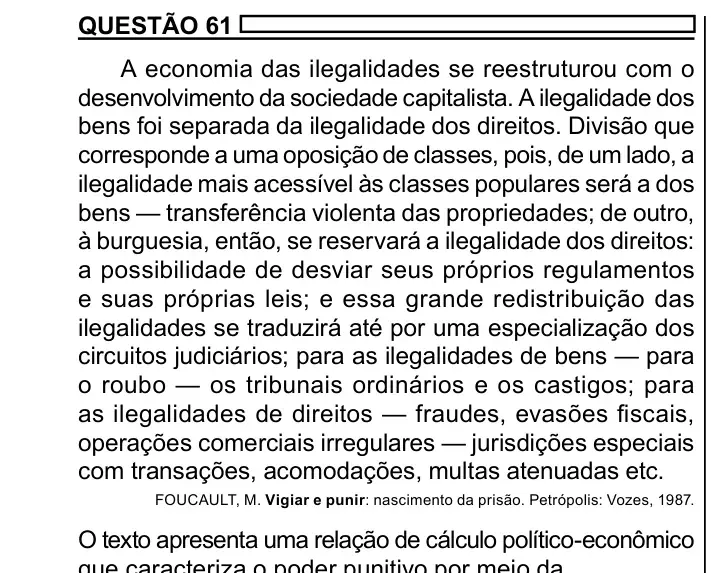 Enunciado da questão 61 do ENEM 2023 Dia 1
