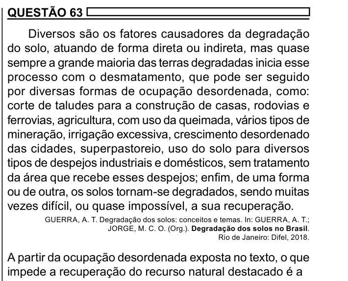 Enunciado da questão 63 do ENEM 2023 Dia 1
