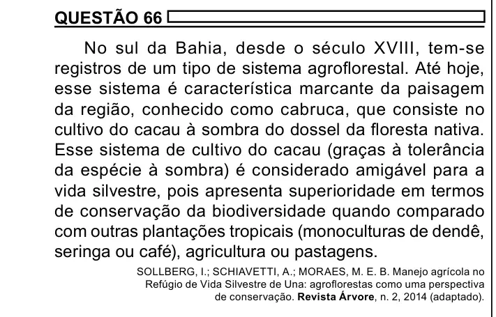 Enunciado da questão 66 do ENEM 2023 Dia 1