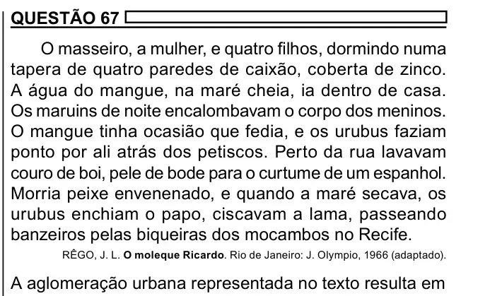 Enunciado da questão 67 do ENEM 2023 Dia 1
