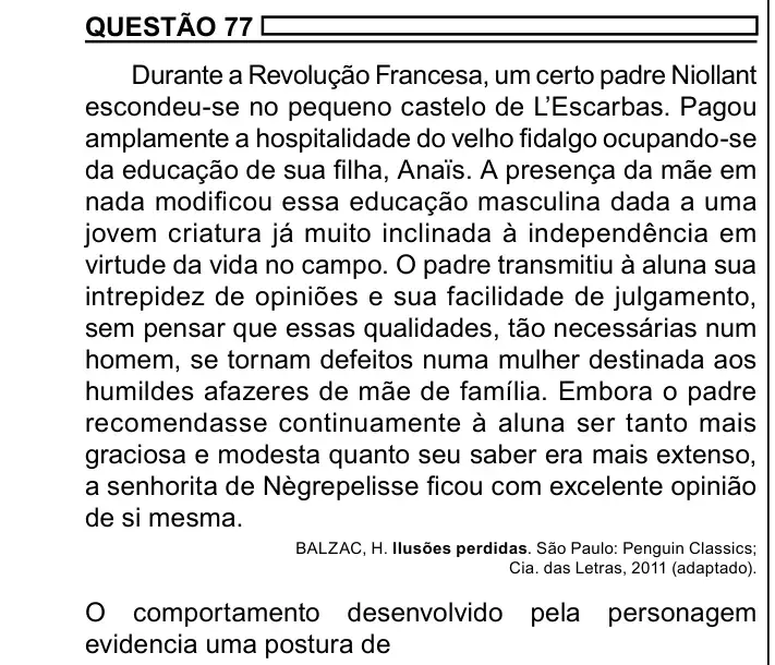Enunciado da questão 77 do ENEM 2023 Dia 1