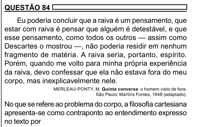 Enunciado da questão 84 do ENEM 2023 Dia 1