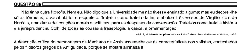Enunciado da questão 86 do ENEM 2023 Dia 1