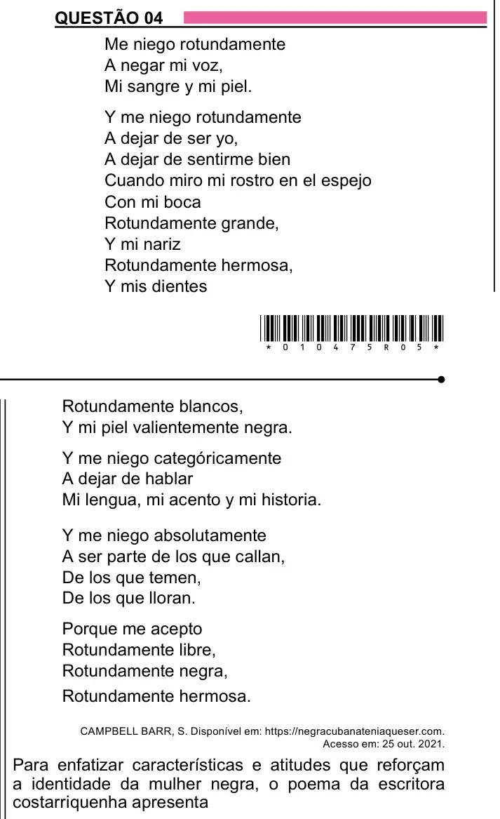 Enunciado da questão 4 do ENEM 2023