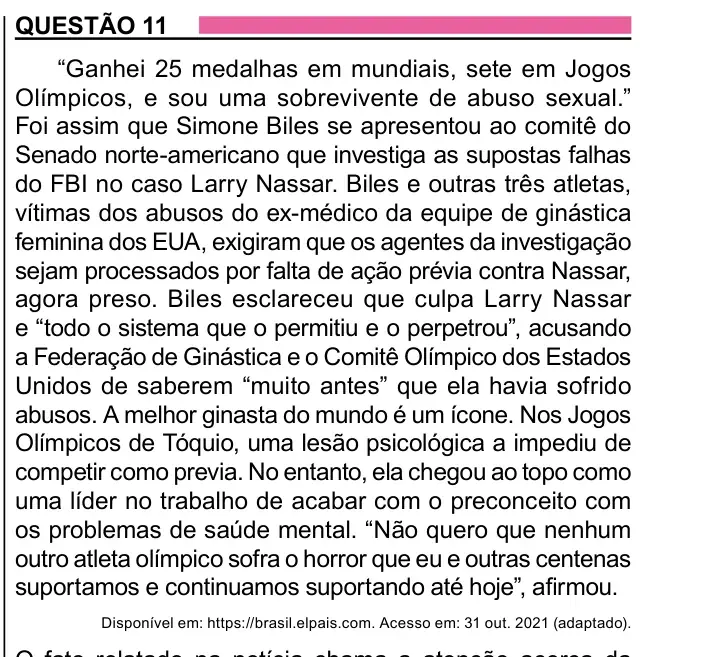 Enunciado da questão 11 do ENEM 2023 Dia 1