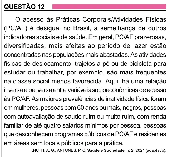 Enunciado da questão 12 do ENEM 2023 Dia 1