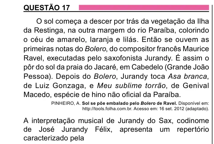 Enunciado da questão 17 do ENEM 2023 Dia 1