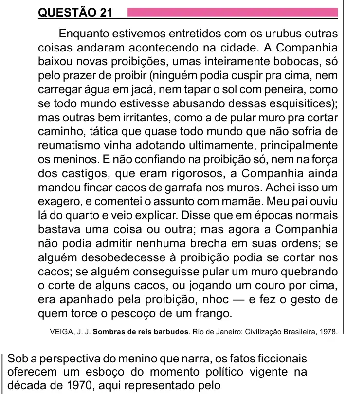 Enunciado da questão 21 do ENEM 2023 Dia 1