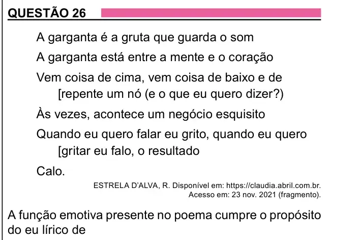 Enunciado da questão 26 do ENEM 2023 Dia 1