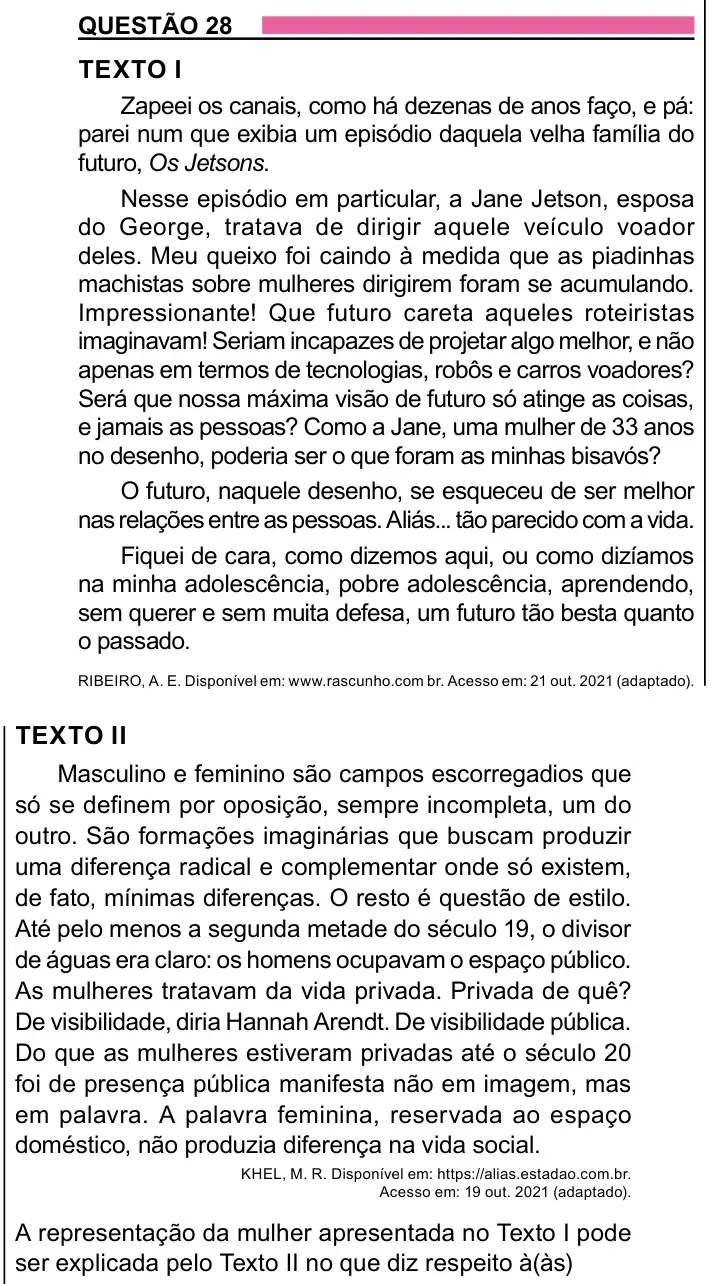 Enunciado da questão 28 do ENEM 2023 Dia 1