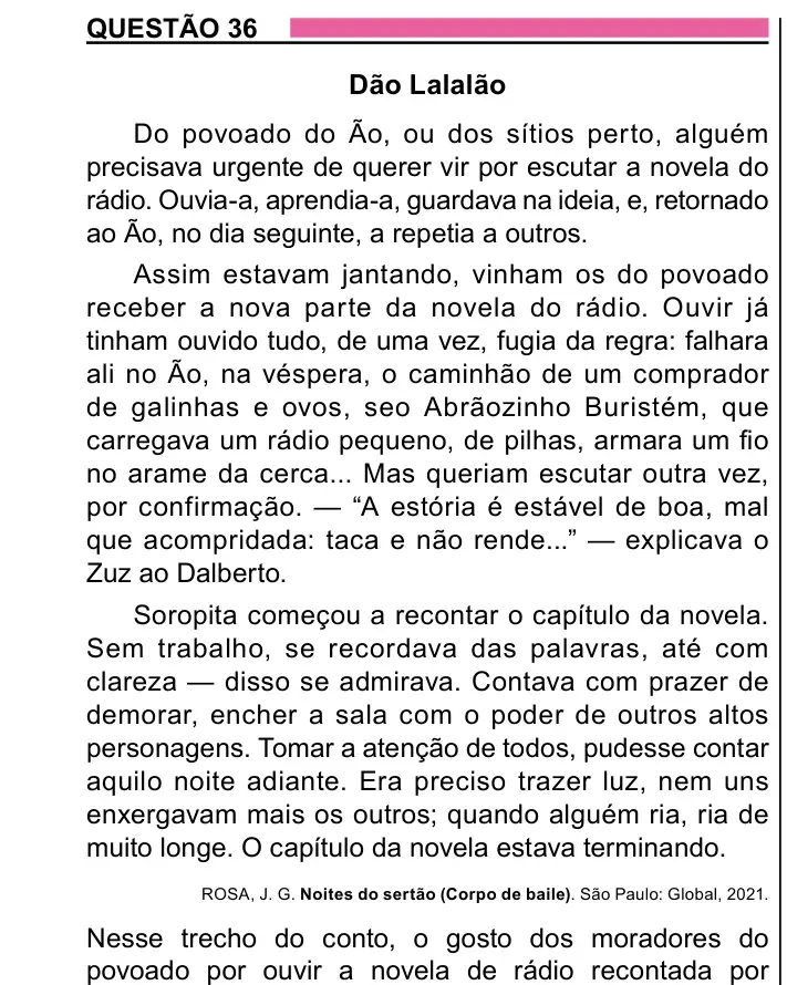 Enunciado da questão 36 do ENEM 2023 Dia 1