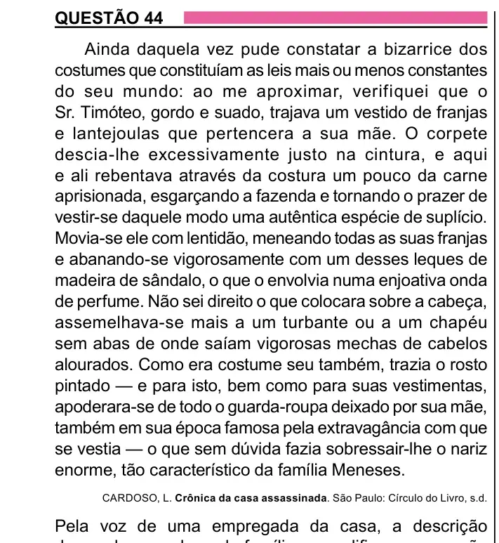 Enunciado da questão 44 do ENEM 2023 Dia 1
