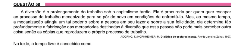 Enunciado da questão 58 do ENEM 2023 Dia 1