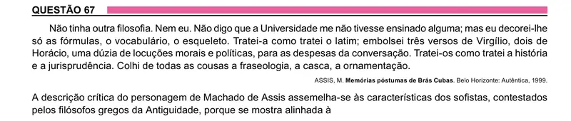 Enunciado da questão 67 do ENEM 2023 Dia 1