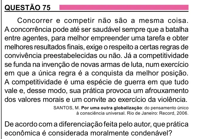 Enunciado da questão 75 do ENEM 2023 Dia 1