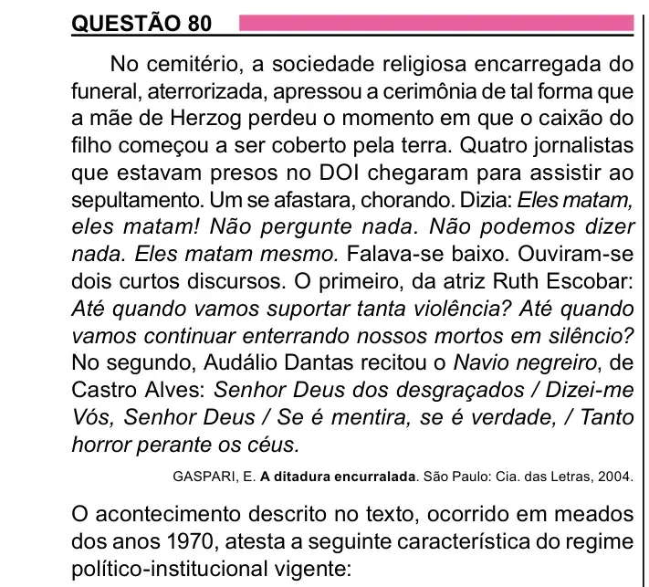 Enunciado da questão 80 do ENEM 2023 Dia 1
