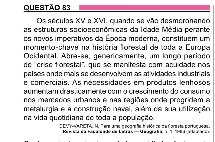 Enunciado da questão 83 do ENEM 2023 Dia 1
