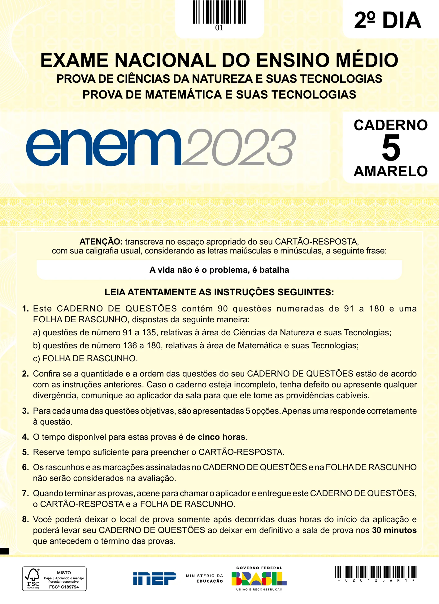 ENEM 2023 Dia 2 Caderno Amarelo