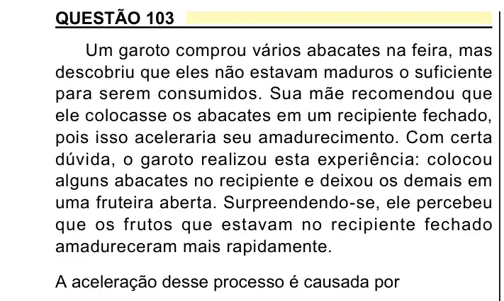 Enunciado da questão 103 do ENEM 2023 Dia 2