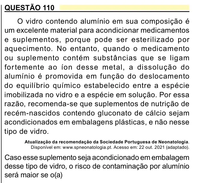 Enunciado da questão 110 do ENEM 2023 Dia 2