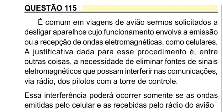 Enunciado da questão 115 do ENEM 2023 Dia 2