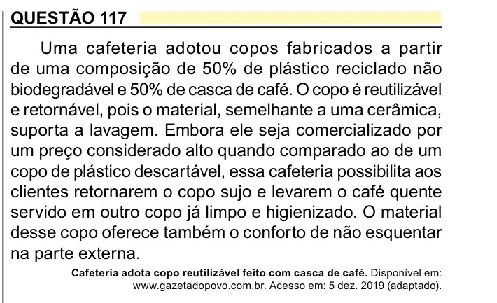 Enunciado da questão 117 do ENEM 2023 Dia 2