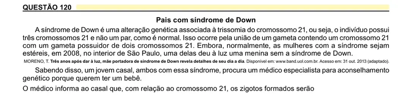 Enunciado da questão 120 do ENEM 2023 Dia 2