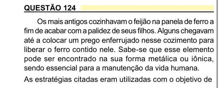 Enunciado da questão 124 do ENEM 2023 Dia 2
