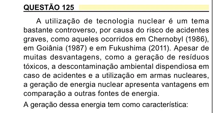 Enunciado da questão 125 do ENEM 2023 Dia 2