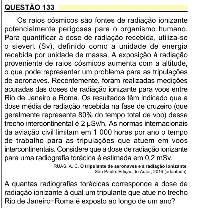 Enunciado da questão 133 do ENEM 2023 Dia 2