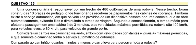 Enunciado da questão 135 do ENEM 2023 Dia 2