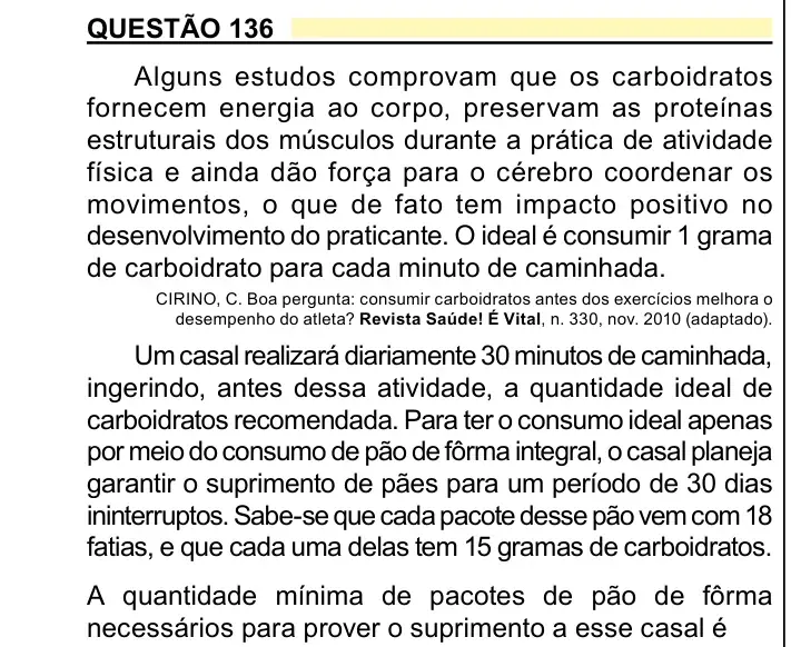 Enunciado da questão 136 do ENEM 2023 Dia 2