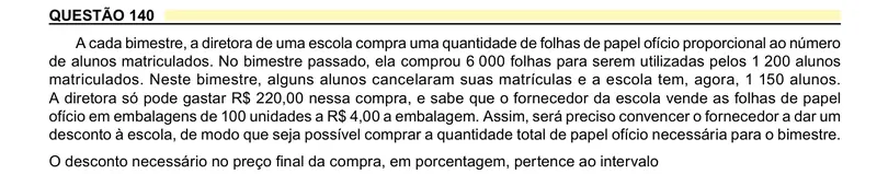 Enunciado da questão 140 do ENEM 2023 Dia 2