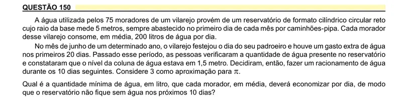 Enunciado da questão 150 do ENEM 2023 Dia 2