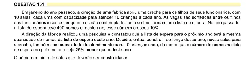 Enunciado da questão 151 do ENEM 2023 Dia 2