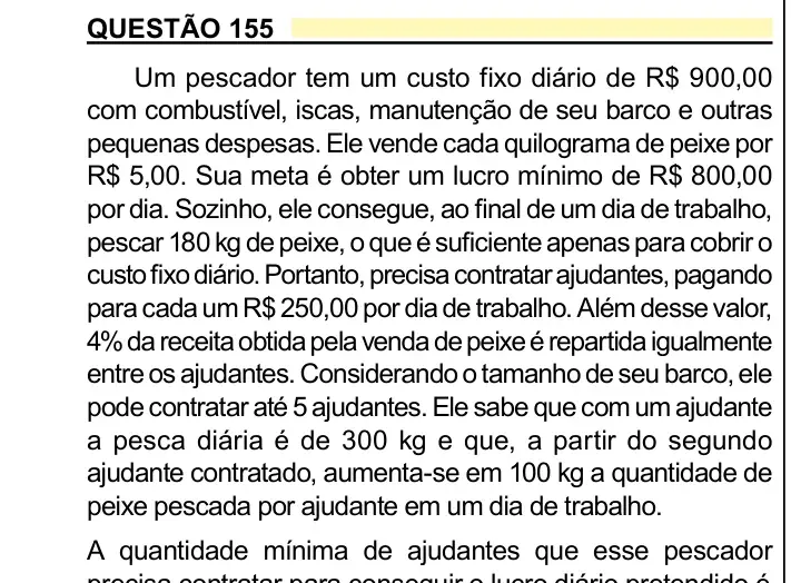 Enunciado da questão 155 do ENEM 2023 Dia 2
