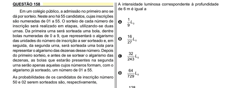 Enunciado da questão 158 do ENEM 2023 Dia 2