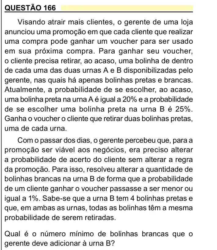 Enunciado da questão 166 do ENEM 2023 Dia 2