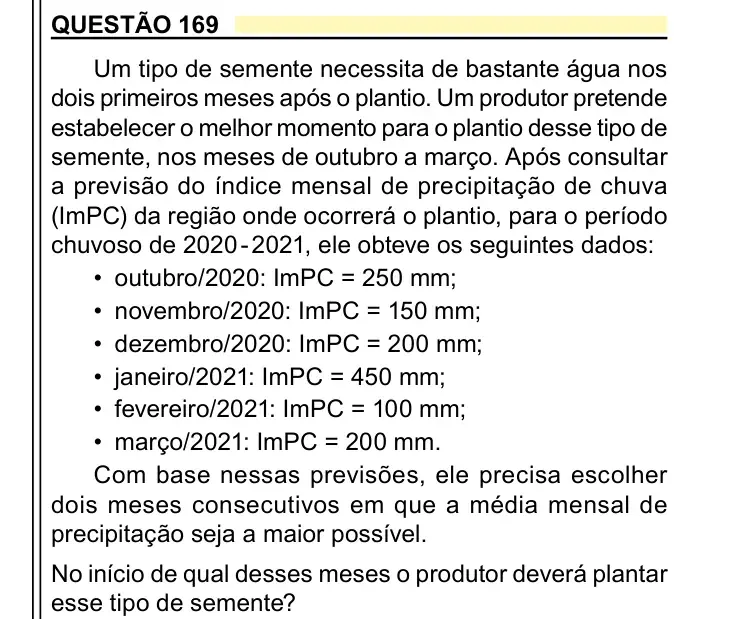 Enunciado da questão 169 do ENEM 2023 Dia 2