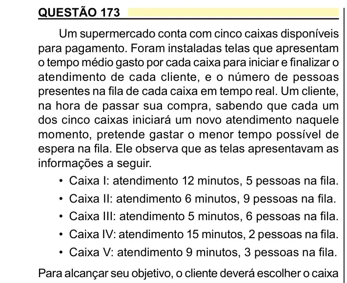Enunciado da questão 173 do ENEM 2023 Dia 2