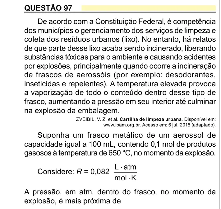 Enunciado da questão 97 do ENEM 2023 Dia 2