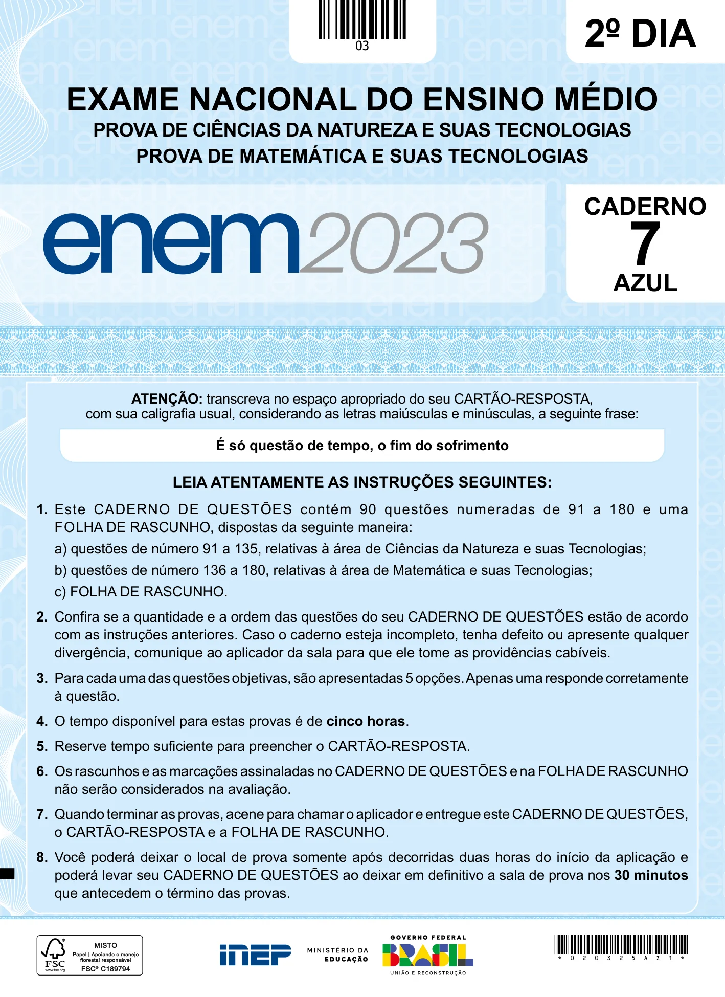 ENEM 2023 Dia 2 Caderno Azul